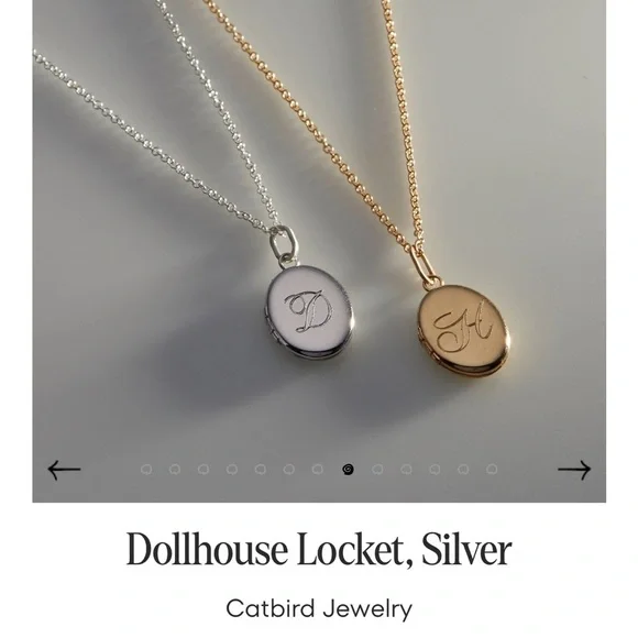Classic silver dollhouse locket “L” engravement by Catbird - Picture 1 of 5